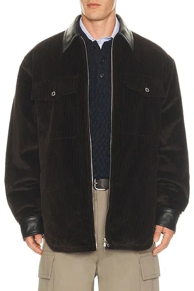 Bottega Veneta Washed Cotton Corduroy Padded Overshirt In Brown