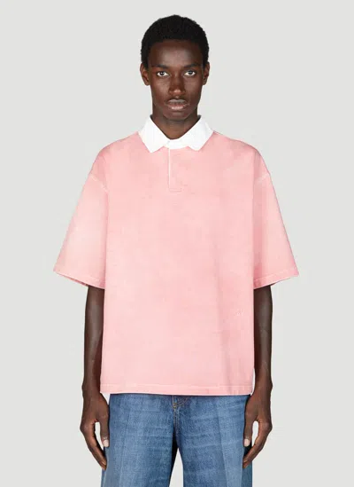Bottega Veneta Washed-out Jersey Polo Shirt In Pink