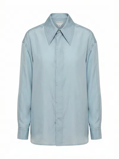 Bottega Veneta Blue Gravel Parachute Silk And Viscose Shirt