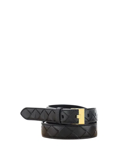 Bottega Veneta Watch Belt In Black-m Brass