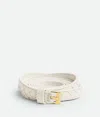 Bottega Veneta Lambskin Thin Watch Belt In Chalk