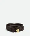 Bottega Veneta Leather Belt With Adjustable Length And Quilted Design In Fondant