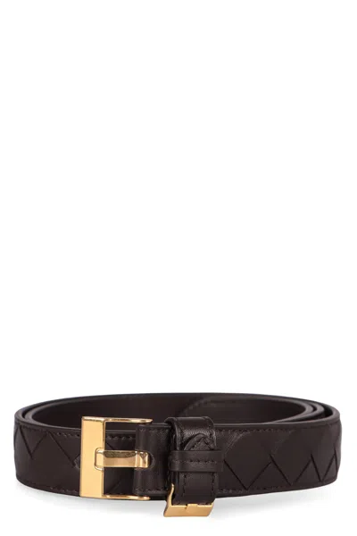 Bottega Veneta Watch Intrecciato Belt In Brown