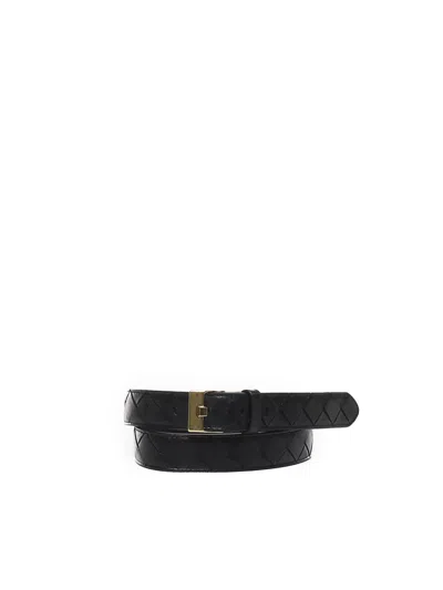 Bottega Veneta Watch Intrecciato Belt In Black M Brass