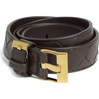 Bottega Veneta Watch Intrecciato Leather Belt In Brown