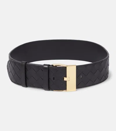 Bottega Veneta Watch Intrecciato Leather Belt In Black