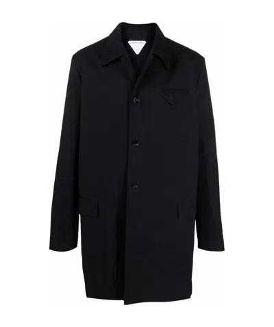 Bottega Veneta Water-repellent Button-front Trench Coat In Black