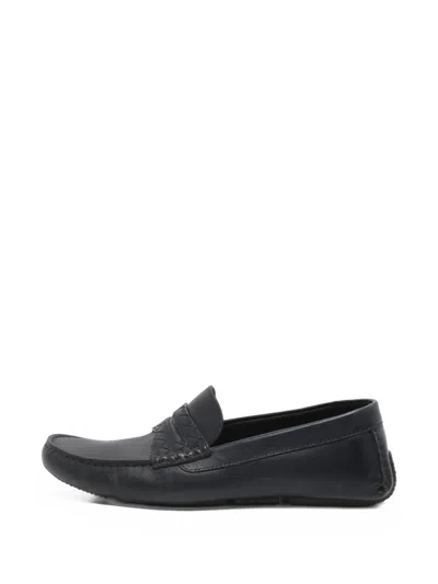 Pre-owned Bottega Veneta Wave Driver Intrecciato Loafers In Blue
