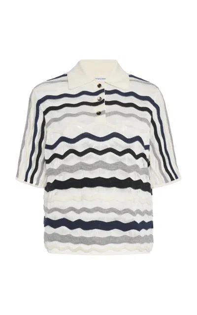 Bottega Veneta Wavy-knit Cotton-blend Polo Top