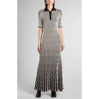 Bottega Veneta Striped Ribbed Wool Midi Dress In Multi
