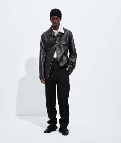 Bottega Veneta Bottega  Veneta Weathered Leather Coat In Double Black