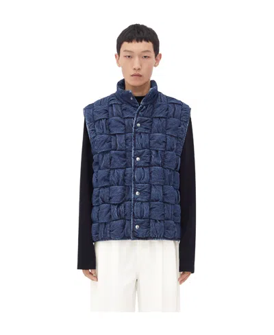 Bottega Veneta Weave A Denim Vest In Blue