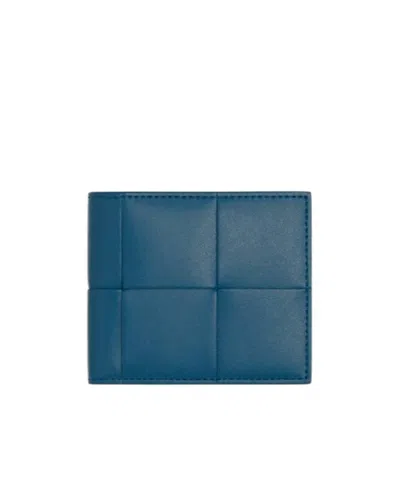 Bottega Veneta Weave A Double-folded Wallet In Blue