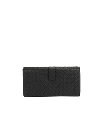 Bottega Veneta Weave A Logo Wallet In Black