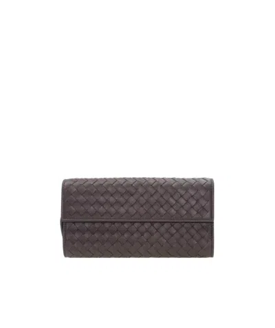Bottega Veneta Weave A Logo Wallet In Brown