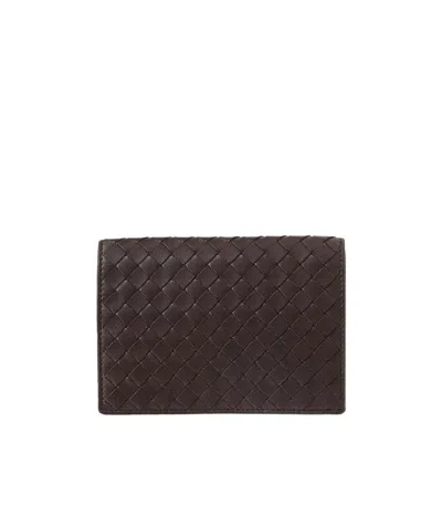 Bottega Veneta Weave A Logo Wallet In Brown