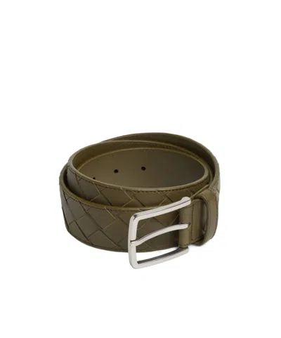 Bottega Veneta Weave A Patterned Belt In Brown