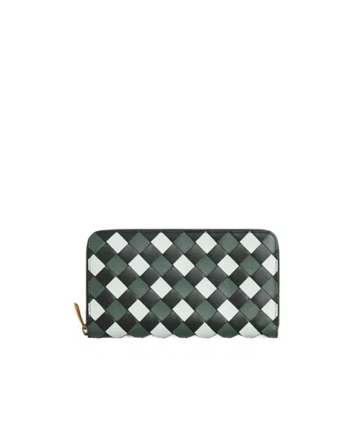 Bottega Veneta Weave A Zipper Purse In Green
