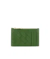 Bottega Veneta Weave Card Bag In Green