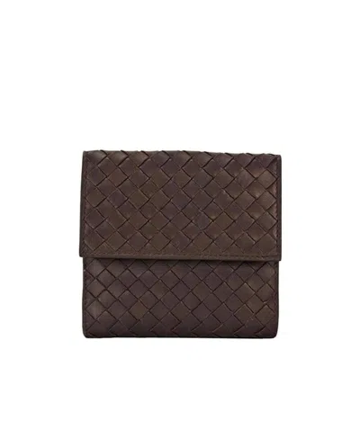 Bottega Veneta Weave Detail Short Purse In Brown