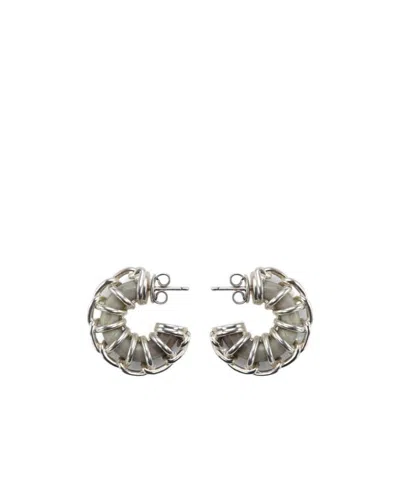 Bottega Veneta Weave Earrings In Gray