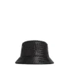 Bottega Veneta Black Bucket Hat With Metal Eyelets And Intreccio Motif In Leather Man In Black