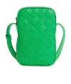 Bottega Veneta Weave Zipper Cell Phone Bag In Green