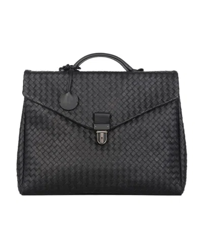 Bottega Veneta Weaving A Portable Briefcase In Black