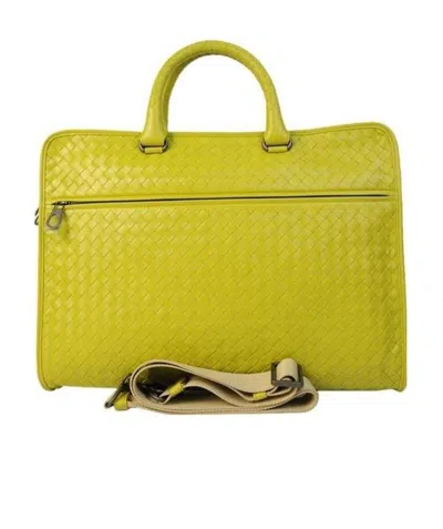 Bottega Veneta Weaving A Portable Briefcase In Yellow