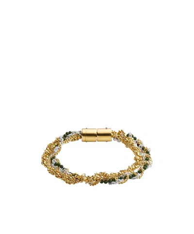 Bottega Veneta Weaving Chain Bracelet In Dark Green