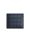 Bottega Veneta Piccolo Bi-fold Wallet In Intrecciato Leather In Black