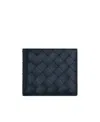Bottega Veneta Piccolo Bi-fold Wallet In Intrecciato Leather In Black