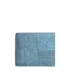 Bottega Veneta Weaving Double Fold Wallet In Blue