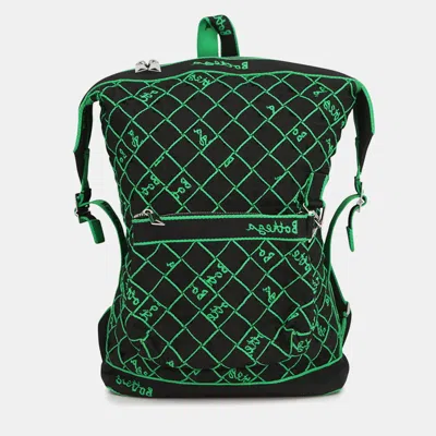 Pre-owned Bottega Veneta Webbing Backpack Black/green Canvas