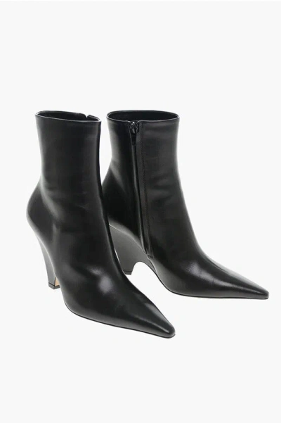 Bottega Veneta Wedge-heel Club Leather Booties 10cm In Black