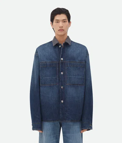 Bottega Veneta Reversible Wool Denim Jacket In Blue