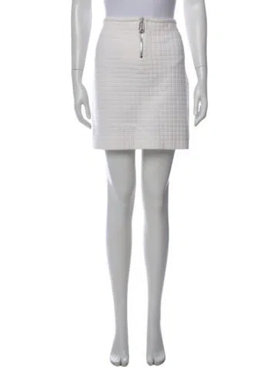 Pre-owned Bottega Veneta Whipstitch Trim Mini Skirt In White
