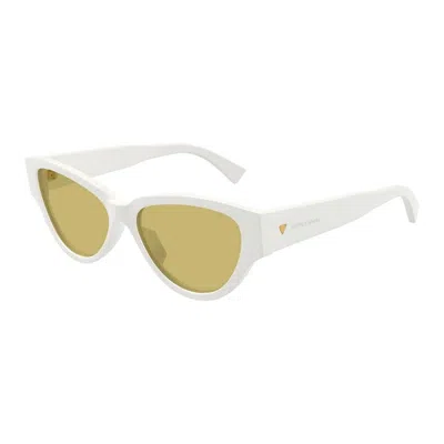 Bottega Veneta White Acetate Sunglasses In Neutral