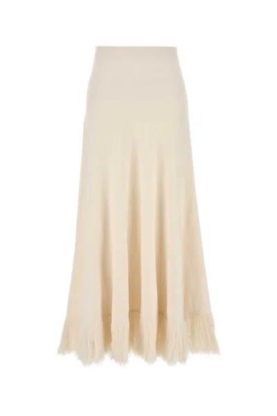 Bottega Veneta White Boucle Maxi Skirt