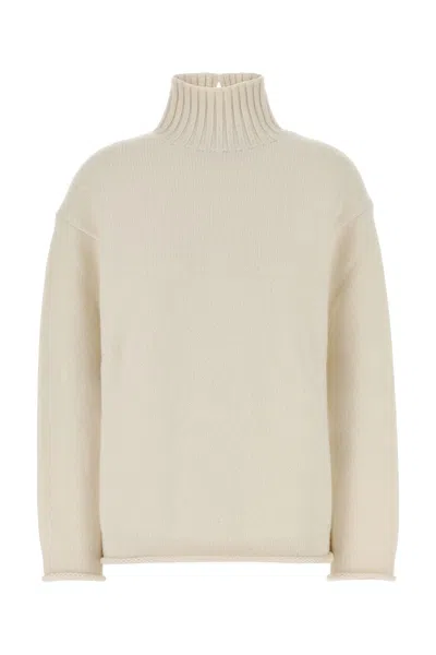 Bottega Veneta White Cashmere Sweater In Neutral