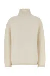 Bottega Veneta Off White Highneck Sweater In Neutral