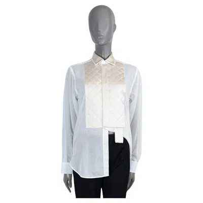 Pre-owned Bottega Veneta White Cotton 2019 Sheer Quilted Plastron Shirt 36 Xxs