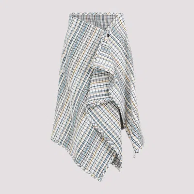 BOTTEGA VENETA WHITE COTTON CHECK SKIRT