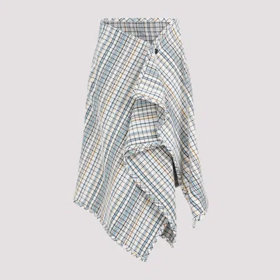 Bottega Veneta Wrap-effect Checked Cotton-blend Tweed Midi Skirt In Multicolour