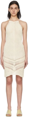 Bottega Veneta White Cotton Mini Dress In 2945 String
