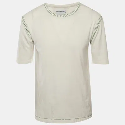 Pre-owned Bottega Veneta White Cotton Overlock Stitch Detail T-shirt M