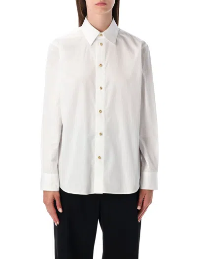 Bottega Veneta White Cotton Poplin Shirt With Metal Knot Buttons