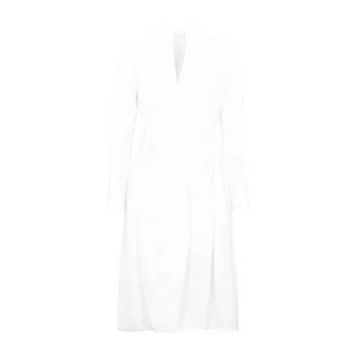 Bottega Veneta White Cotton Shirt Dress With Long Sleeves