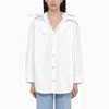 Bottega Veneta Knotted Compact Cotton Canvas Button Down Shirt In White