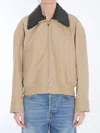 Bottega Veneta Beige Jacket With Removable Collar With Intrecciato Motif In Cotton Woman